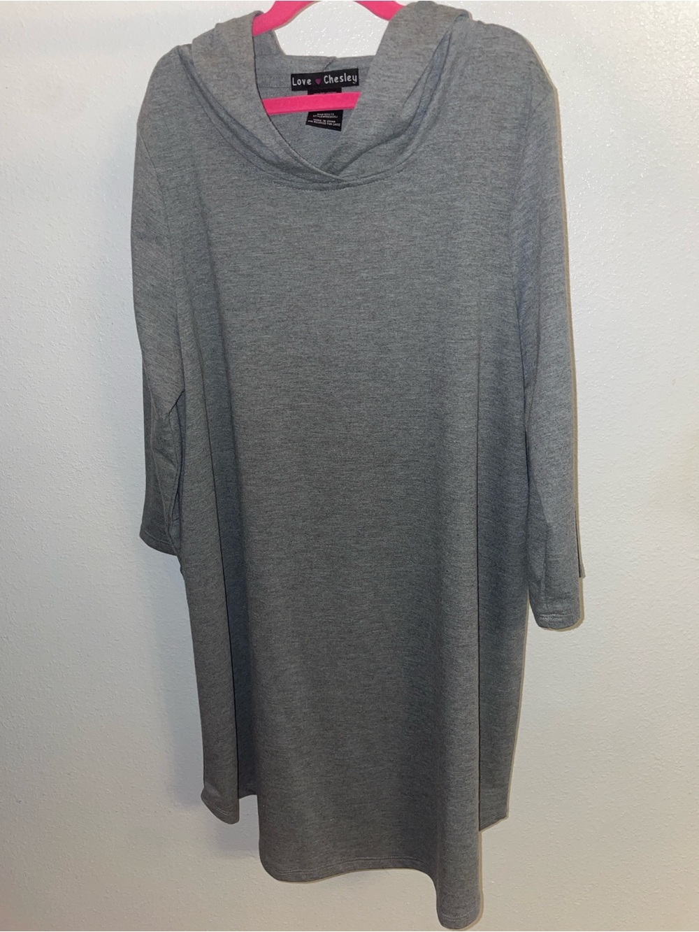 Gray Hooded Shift Dress Sz Large